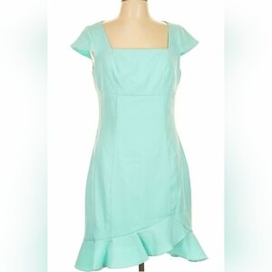 BCBGeneration Mint Aqua/Tiffany Blue Ruffle Hem Sheath Dress Size 10